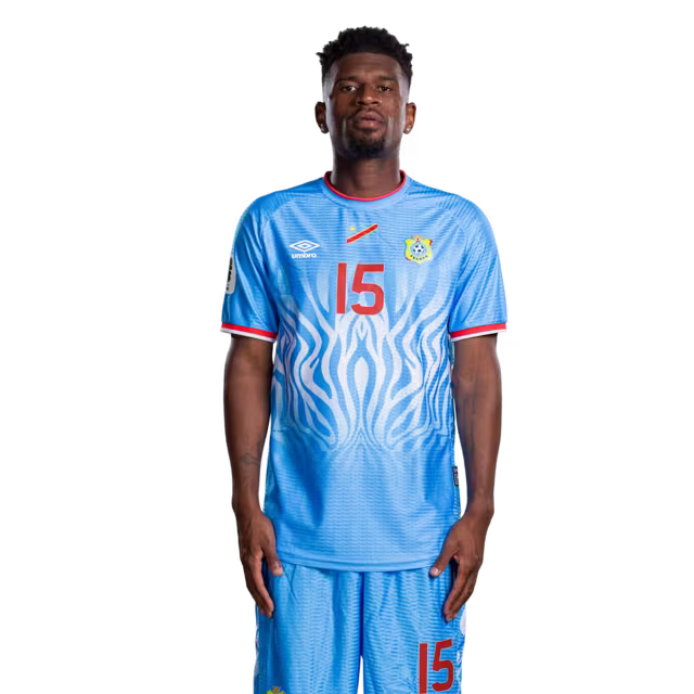 Congo DR National Football Team 2026 World Cup Jersey (Player Version/Match Version) — Midfielders: No.10 Theo BONGONDA, No.14 Noah SADIKI, No.15 Aaron TSHIBOLA / Milieux de terrain : Theo Bongonda, le n°14 Noah Sadiki et le n°15 Aaron Tshibola