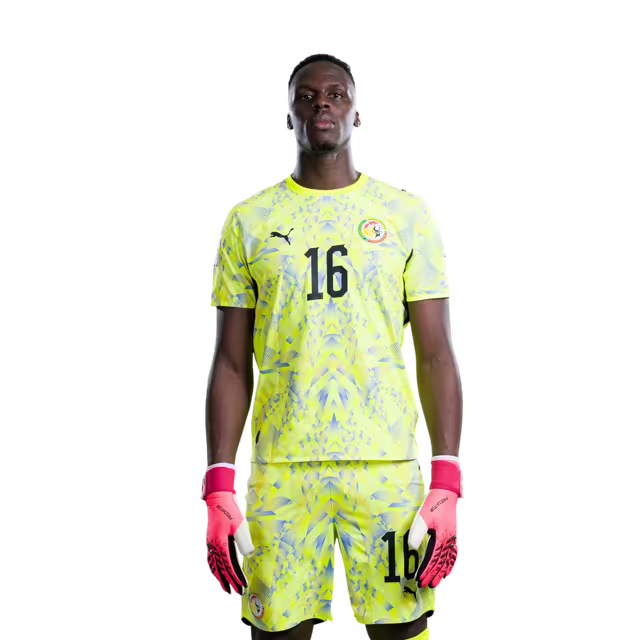 Senegal National Football Team 2026 World Cup Jersey (Player Version/Match Version) — Goalkeepers: No.1 Yehvann DIOUF, No.16 Edouard MENDY,No.23 Mory DIAW / Goalkeepers : No.1 Yehvann DIOUF, No.16 Edouard MENDY,No.23 Mory DIAW
