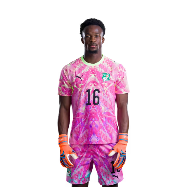 Côte d'Ivoire National Football Team 2026 World Cup Jersey (Player/Match Version) — Goalkeepers: No. 1 Yahia Fofana, No. 16 Mohamed Koné, No. 23 Alban Lafont./ Gardiens de but : n°1 Yahia Fofana, n°16 Mohamed KONE, n°23 Alban Lafont