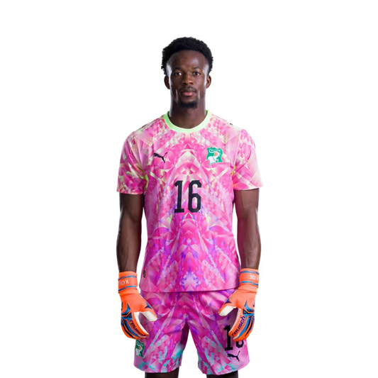 Côte d'Ivoire National Football Team 2026 World Cup Jersey (Player/Match Version) — Goalkeepers: No. 1 Yahia Fofana, No. 16 Mohamed Koné, No. 23 Alban Lafont./ Gardiens de but : n°1 Yahia Fofana, n°16 Mohamed KONE, n°23 Alban Lafont