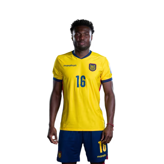 Ecuador National Football Team 2026 World Cup Jersey (Player Version/Match Version) — Forwards: No. 16 Jordy Caicedo, No. 19 Gonzalo Plata, No. 20 Nilson Angulo, No. 24 Jeremy Arevalo.