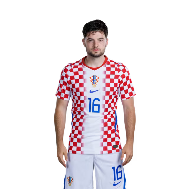 Croatia National Team 2026 World Cup Jersey (Player Version/Match Issue) — Midfielders: No. 13 Nikola Vlašić, No. 15 Mario Pašalić, No. 16 Martin Baturina / Veznjaci: Br. 13 Nikola VLASIĆ, Br. 15 Mario PASALIĆ, Br. 16 Martin BATURINA