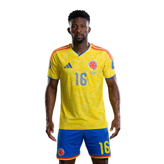 Colombia National Football Team 2026 World Cup Jersey (Player Version/Match Version) — Midfielders: No. 16 Jefferson Lerma, No. 20 Juan Quintero/Centrocampistas: N.º 16 Jefferson LERMA, N.º 20 Juan QUINTERO