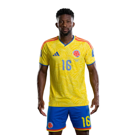 Colombia National Football Team 2026 World Cup Jersey (Player Version/Match Version) — Midfielders: No. 16 Jefferson Lerma, No. 20 Juan Quintero/Centrocampistas: N.º 16 Jefferson LERMA, N.º 20 Juan QUINTERO