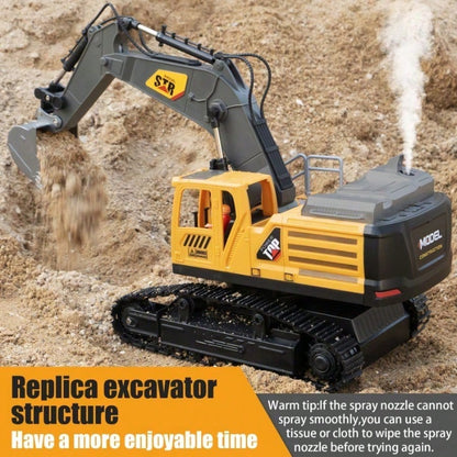 [Children's Day Gift]Grab It Now Remote Control Excavator Toy - 1:14 Alloy Construction Vehicle With Spray, Lights, Sound & 680° Rotation, 14CH RC Digging Toy With Rechargeable Battery For Kids/Toys For Boys/Construction Toys/Cyber Truck/Excavator Toys