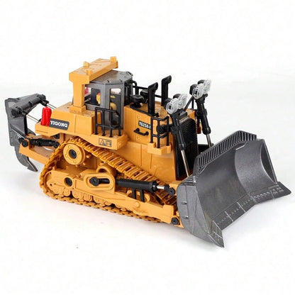9 Channel Alloy RC Bulldozer – Heavy Duty 2.4GHz Remote Control Construction Truck With Metal Blade & Rechargeable Battery/Toys For Boys/Construction Toys/Cyber Truck/Excavator Toys