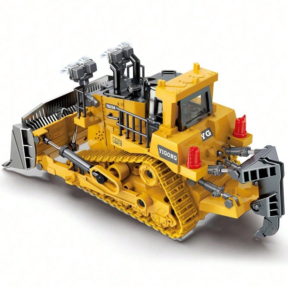 9 Channel Alloy RC Bulldozer – Heavy Duty 2.4GHz Remote Control Construction Truck With Metal Blade & Rechargeable Battery/Toys For Boys/Construction Toys/Cyber Truck/Excavator Toys