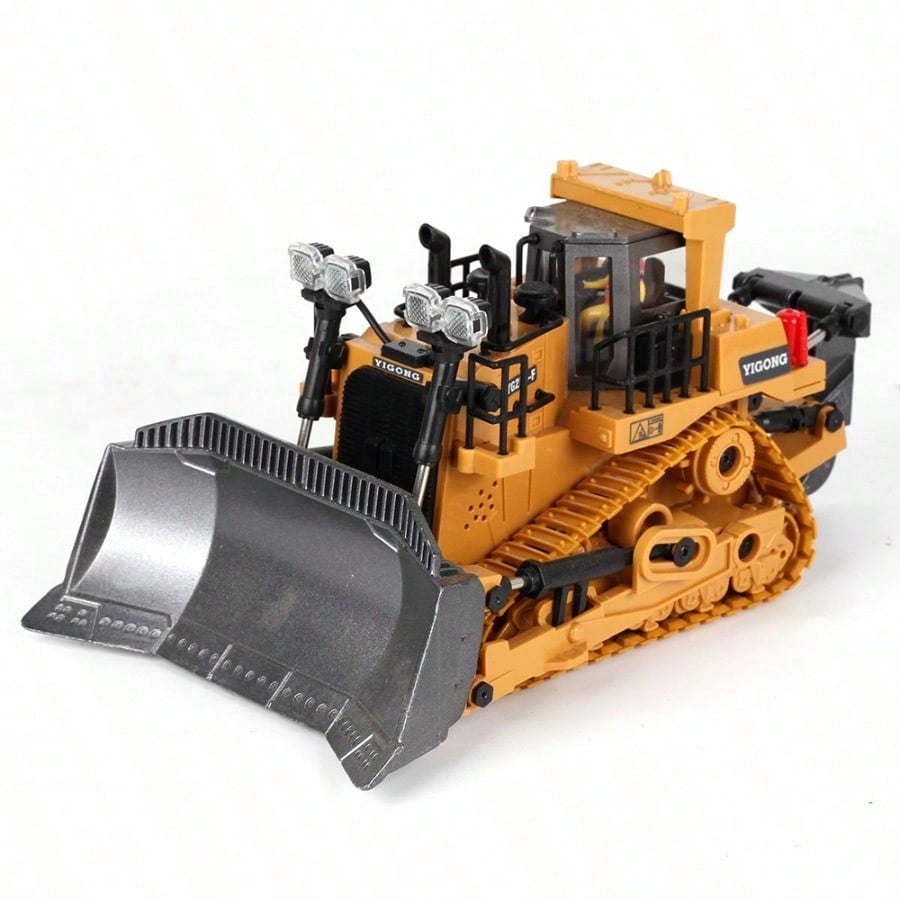 9 Channel Alloy RC Bulldozer – Heavy Duty 2.4GHz Remote Control Construction Truck With Metal Blade & Rechargeable Battery/Toys For Boys/Construction Toys/Cyber Truck/Excavator Toys