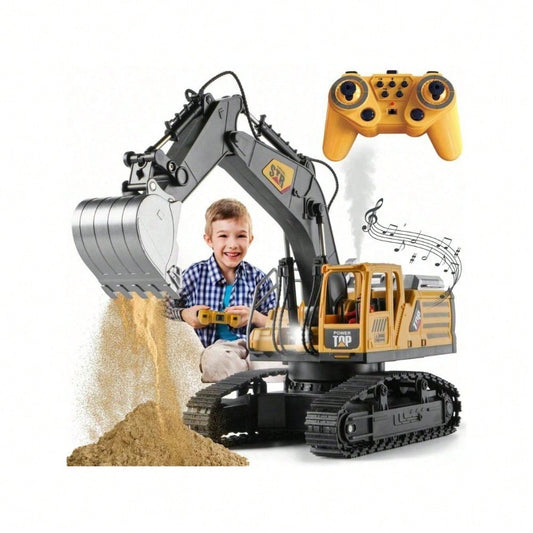 [Children's Day Gift]Grab It Now Remote Control Excavator Toy - 1:14 Alloy Construction Vehicle With Spray, Lights, Sound & 680° Rotation, 14CH RC Digging Toy With Rechargeable Battery For Kids/Toys For Boys/Construction Toys/Cyber Truck/Excavator Toys