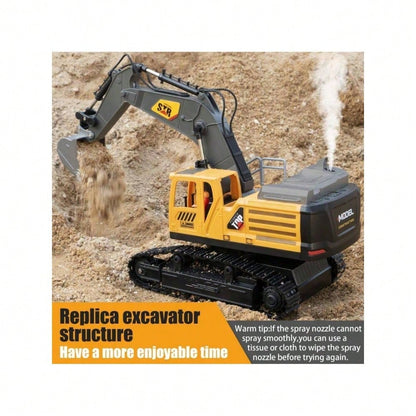 [Children's Day Gift]Grab It Now Remote Control Excavator Toy - 1:14 Alloy Construction Vehicle With Spray, Lights, Sound & 680° Rotation, 14CH RC Digging Toy With Rechargeable Battery For Kids/Toys For Boys/Construction Toys/Cyber Truck/Excavator Toys