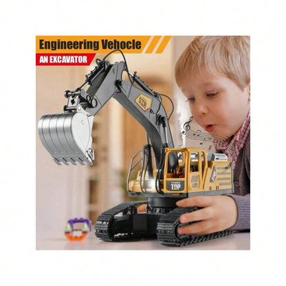 [Children's Day Gift]Grab It Now Remote Control Excavator Toy - 1:14 Alloy Construction Vehicle With Spray, Lights, Sound & 680° Rotation, 14CH RC Digging Toy With Rechargeable Battery For Kids/Toys For Boys/Construction Toys/Cyber Truck/Excavator Toys