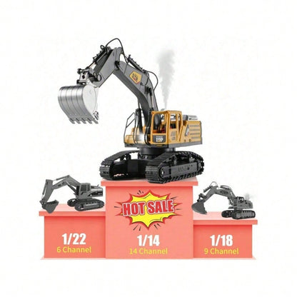 [Children's Day Gift]Grab It Now Remote Control Excavator Toy - 1:14 Alloy Construction Vehicle With Spray, Lights, Sound & 680° Rotation, 14CH RC Digging Toy With Rechargeable Battery For Kids/Toys For Boys/Construction Toys/Cyber Truck/Excavator Toys