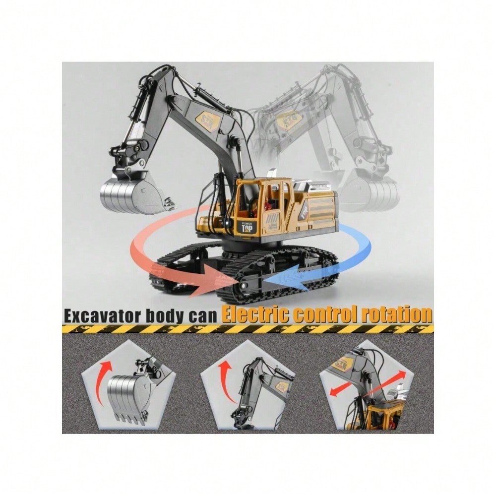 [Children's Day Gift]Grab It Now Remote Control Excavator Toy - 1:14 Alloy Construction Vehicle With Spray, Lights, Sound & 680° Rotation, 14CH RC Digging Toy With Rechargeable Battery For Kids/Toys For Boys/Construction Toys/Cyber Truck/Excavator Toys
