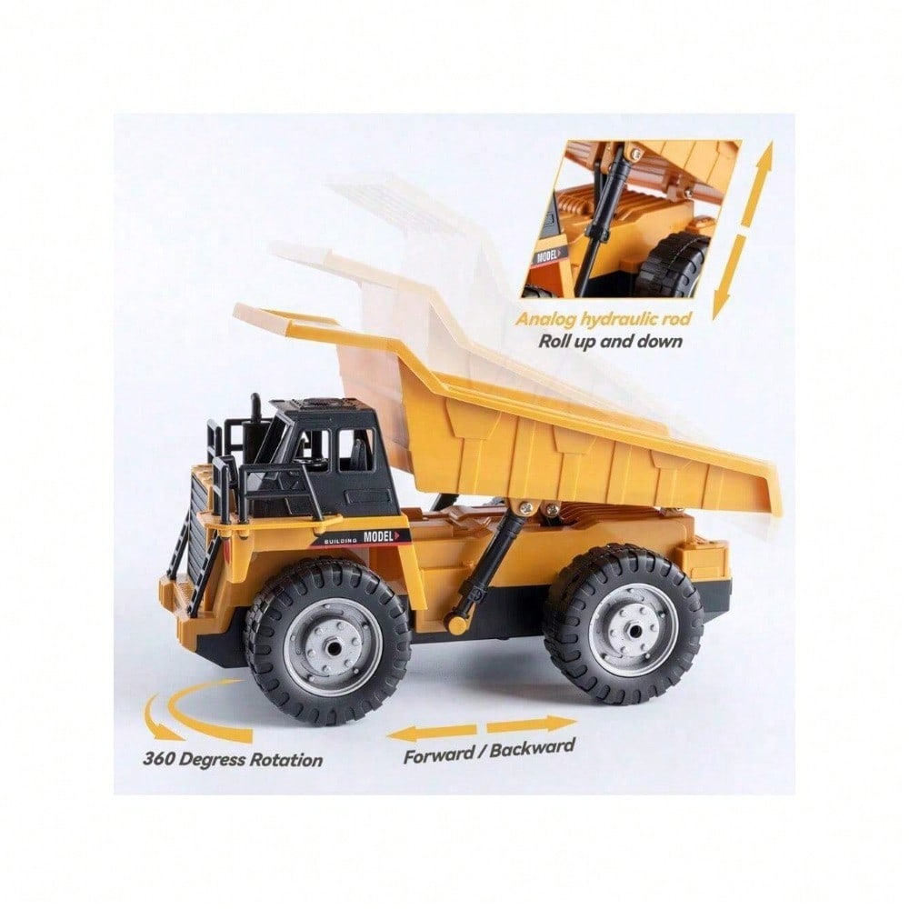 [Children's Day Gift]Grab It Now 1:20 RC Alloy Dump Truck Toy With Lights & Sound, 2.4G Remote Control Construction Vehicle For Kids, Rechargeable 13-Channel Dump Truck/Cyber Truck/Toys For Boys/Construction/Toys For Kids