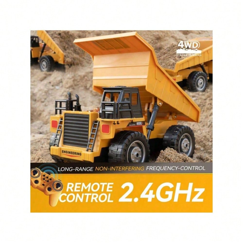 [Children's Day Gift]Grab It Now 1:20 RC Alloy Dump Truck Toy With Lights & Sound, 2.4G Remote Control Construction Vehicle For Kids, Rechargeable 13-Channel Dump Truck/Cyber Truck/Toys For Boys/Construction/Toys For Kids