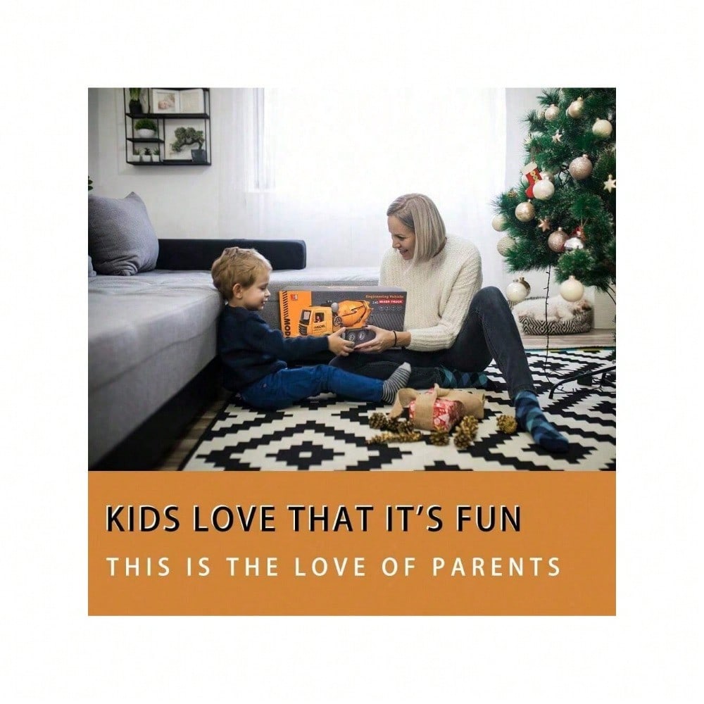 [Children's Day Gift]Grab It Now 1:16 RC Cement Mixer Truck Toy With Lights & Sounds, Rechargeable Battery, 11-Channel Remote Control, Educational Construction Vehicle For Kids/Cyber Truck/Toys For Boys/Construction/Toys For Kids