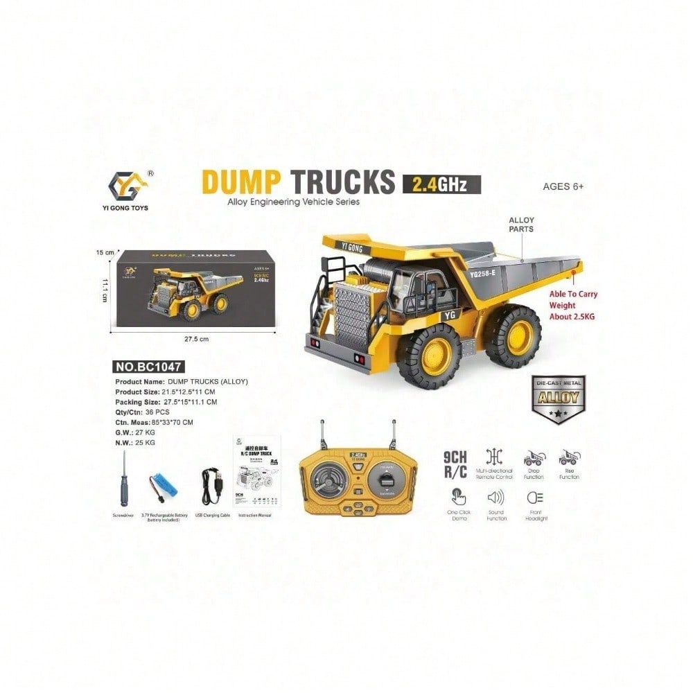 [Children's Day Gifte]Grab It Now [11CH Alloy RC Excavator] – 2.4GHz 680° Rotating Remote Control Construction Vehicle With Digging Arm, Lights & Sounds For Kids And Adults/Cyber Truck/Toys For Boys/Construction/Toys For Kids