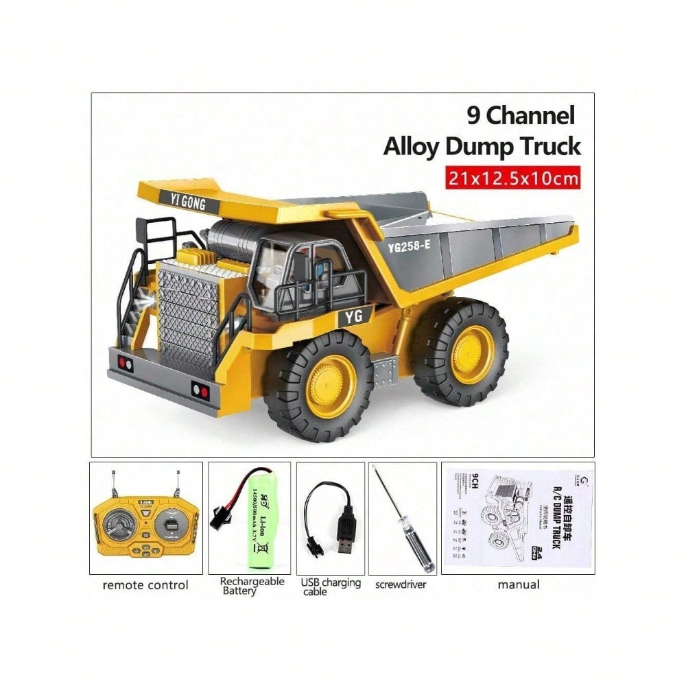[Children's Day Gifte]Grab It Now [11CH Alloy RC Excavator] – 2.4GHz 680° Rotating Remote Control Construction Vehicle With Digging Arm, Lights & Sounds For Kids And Adults/Cyber Truck/Toys For Boys/Construction/Toys For Kids