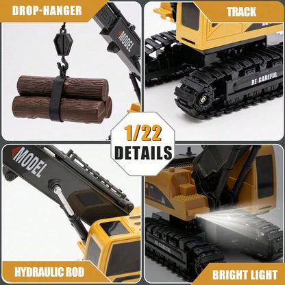 RC Crane & Timber Truck Set – 2-In-1 Remote Control Construction Vehicle Combo With Lights, Logs, And Accessories, Educational DIY Freight Game, Perfect Christmas & Holiday Gift For Kids