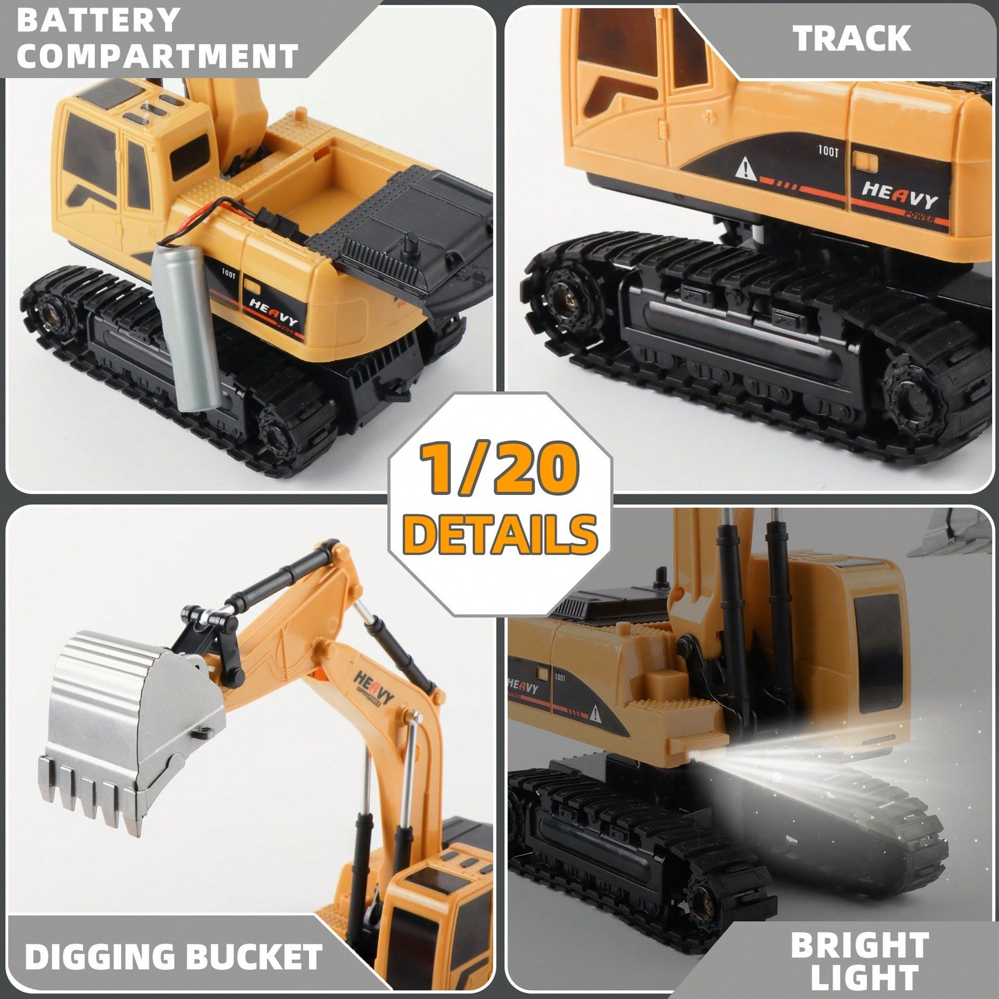 RC Excavator & Dump Truck Set – 2-In-1 Remote Control Construction Vehicle Combo With Lights, Sounds, And Rechargeable Battery, Perfect Christmas & Year-End Gift For Kids