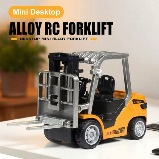 Mini Alloy RC Forklift Toy – App Controlled Remote Truck With Lifting System & Accessories, Desktop Interactive Construction Vehicle, Ideal Christmas & Year-End Gift For Kids And Adults