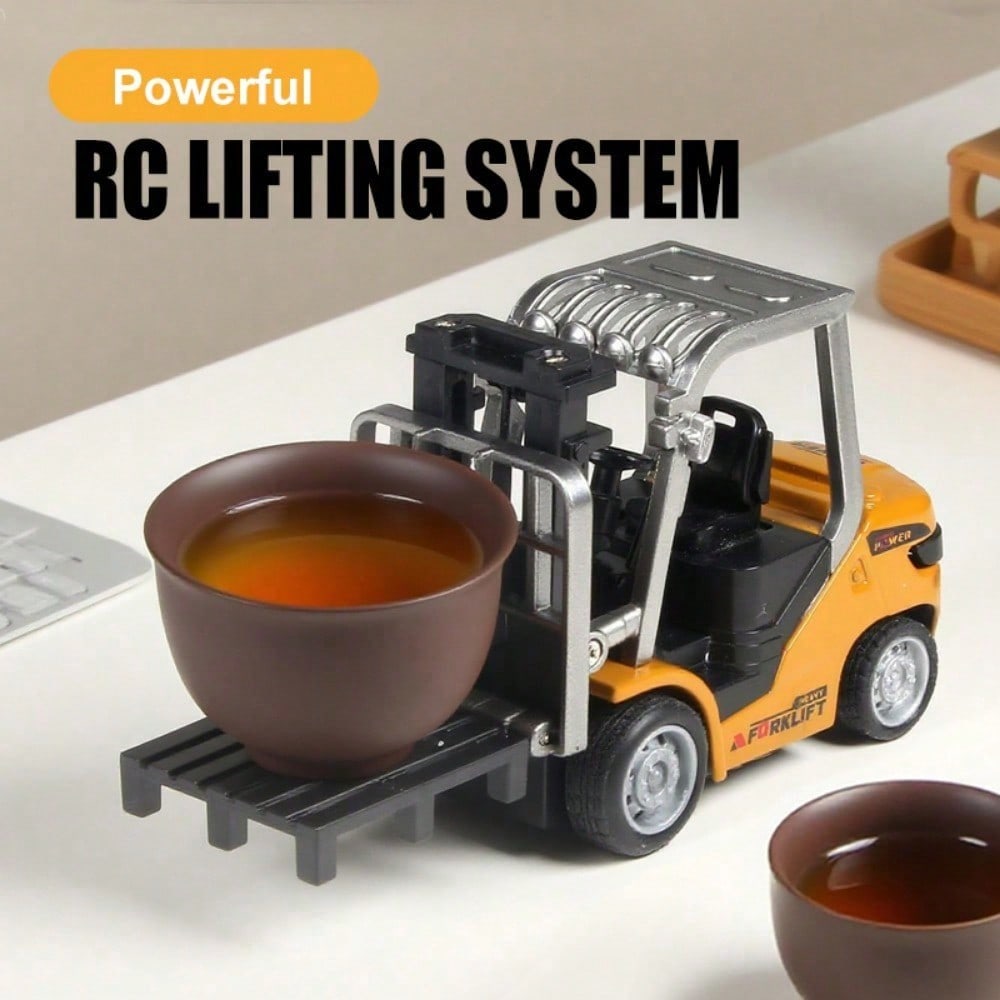 Mini Alloy RC Forklift Toy – App Controlled Remote Truck With Lifting System & Accessories, Desktop Interactive Construction Vehicle, Ideal Christmas & Year-End Gift For Kids And Adults