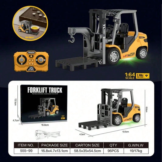Mini Alloy RC Forklift Toy – App Controlled Remote Truck With Lifting System & Accessories, Desktop Interactive Construction Vehicle, Ideal Christmas & Year-End Gift For Kids And Adults