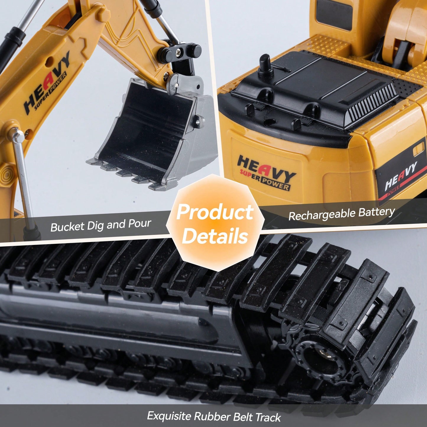1:22 Scale RC Excavator Toy Truck – 4WD Rechargeable Remote-Control Construction Vehicle With Flexible Arm & Realistic Lights, Perfect Holiday & Year-End Gift For Kids