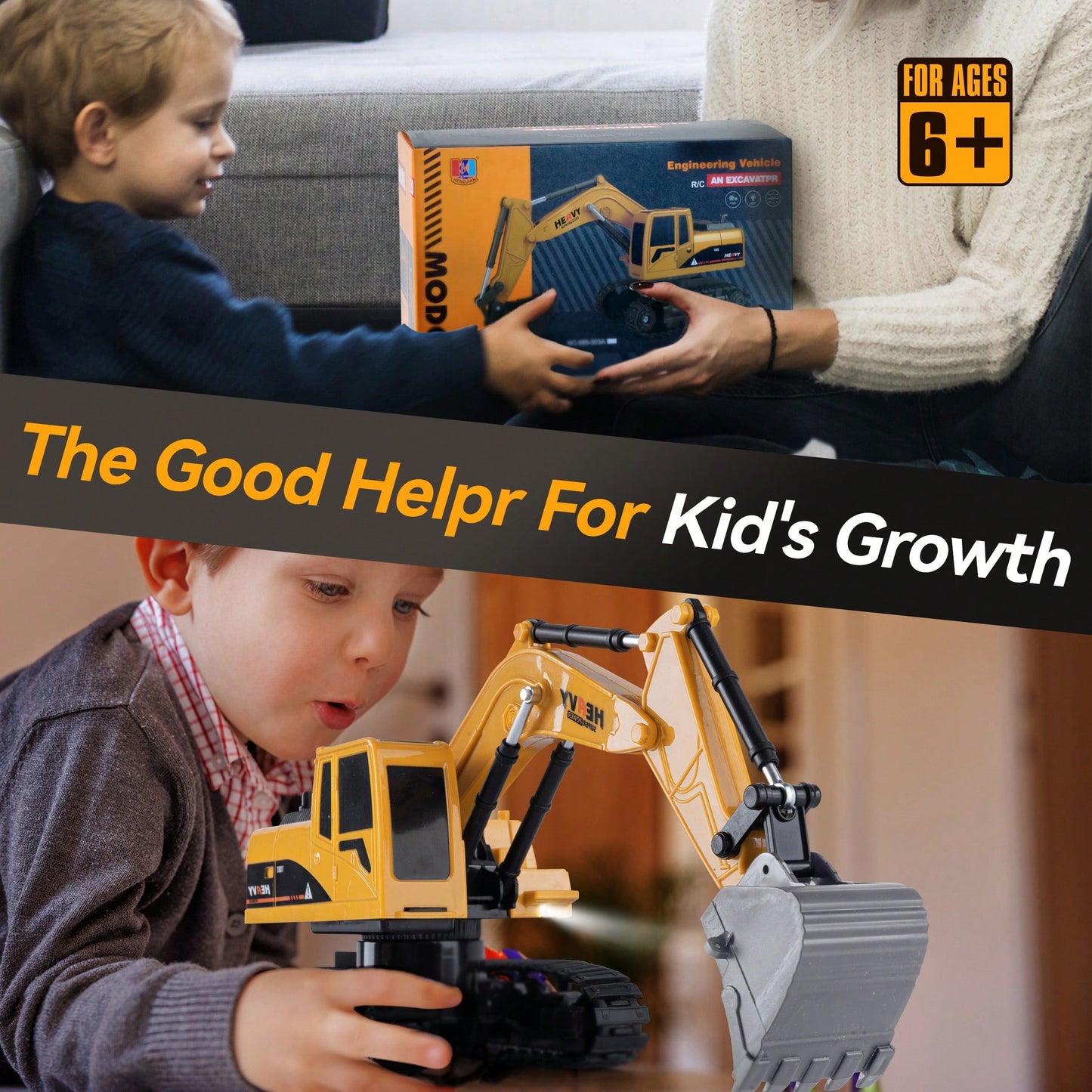 1:22 Scale RC Excavator Toy Truck – 4WD Rechargeable Remote-Control Construction Vehicle With Flexible Arm & Realistic Lights, Perfect Holiday & Year-End Gift For Kids