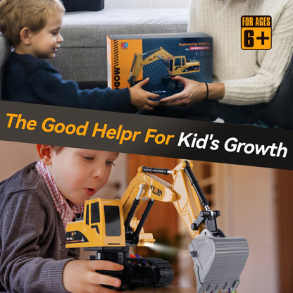1:22 Scale RC Excavator Toy Truck – 4WD Rechargeable Remote-Control Construction Vehicle With Flexible Arm & Realistic Lights, Perfect Holiday & Year-End Gift For Kids
