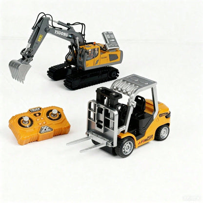 RC Construction Truck Toys – Excavator, Forklift & Dump Truck With Rechargeable Battery, Lights & Sounds, Great Christmas Gift