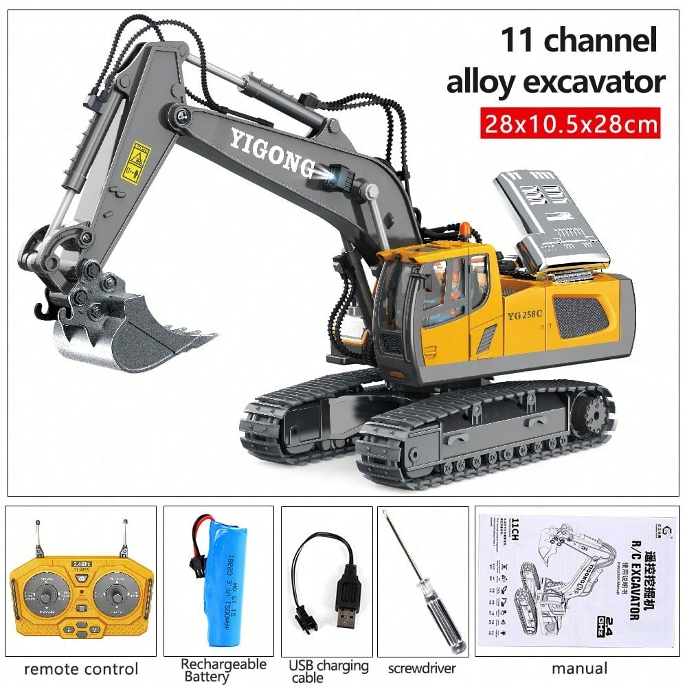 RC Construction Truck Toys – Excavator, Forklift & Dump Truck With Rechargeable Battery, Lights & Sounds, Great Christmas Gift