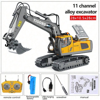RC Construction Truck Toys – Excavator, Forklift & Dump Truck With Rechargeable Battery, Lights & Sounds, Great Christmas Gift
