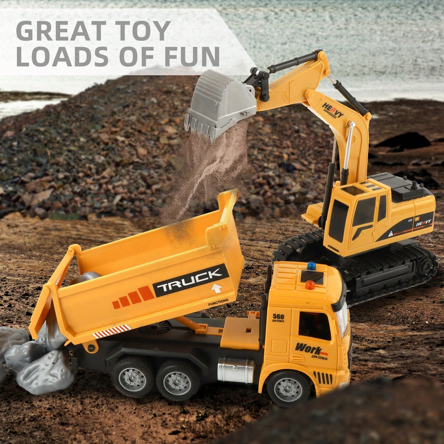 3-In-1 RC Construction Truck Set – Excavator, Crane & Dump Vehicles With Realistic Action, Rechargeable Battery, Ideal Holiday Gift