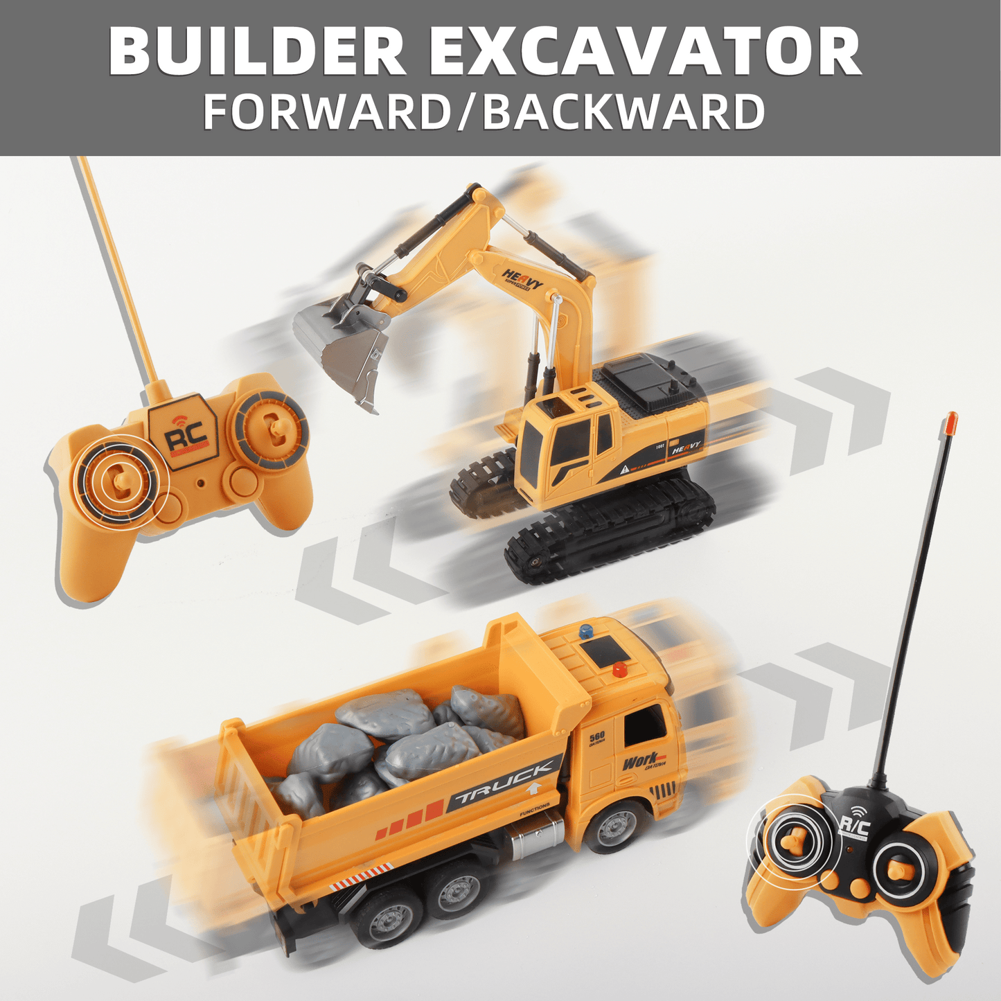 3-In-1 RC Construction Truck Set – Excavator, Crane & Dump Vehicles With Realistic Action, Rechargeable Battery, Ideal Holiday Gift