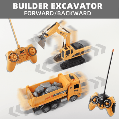 RC Construction Truck Toys – Excavator, Forklift & Dump Truck With Rechargeable Battery, Lights & Sounds, Great Christmas Gift