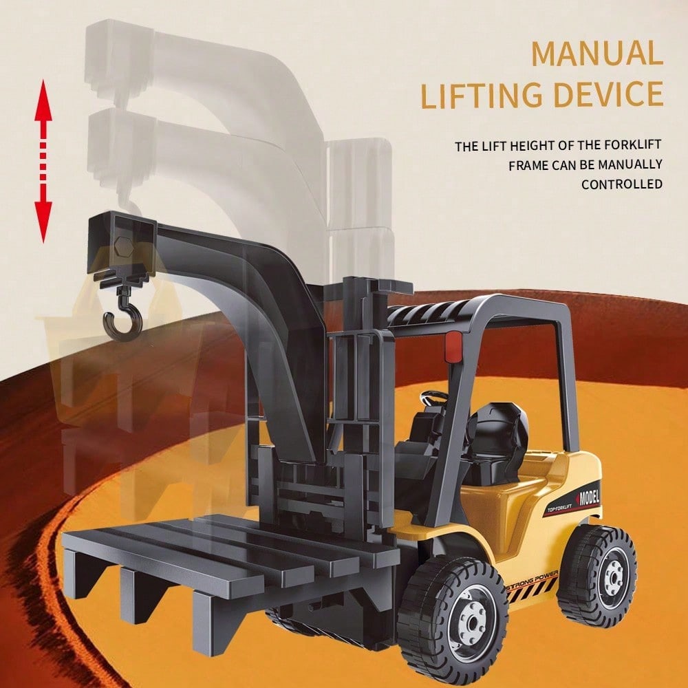 RC Construction Toy Combo – Excavator, Dump Truck, Crane & Forklift With Lights, Sounds & USB Rechargeable Design, Great Christmas Gift