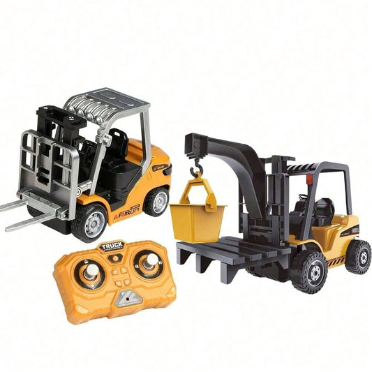 RC Construction Toy Combo – Excavator, Dump Truck, Crane & Forklift With Lights, Sounds & USB Rechargeable Design, Great Christmas Gift