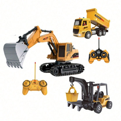 3-In-1 RC Construction Truck Set – Excavator, Crane & Dump Vehicles With Realistic Action, Rechargeable Battery, Ideal Holiday Gift