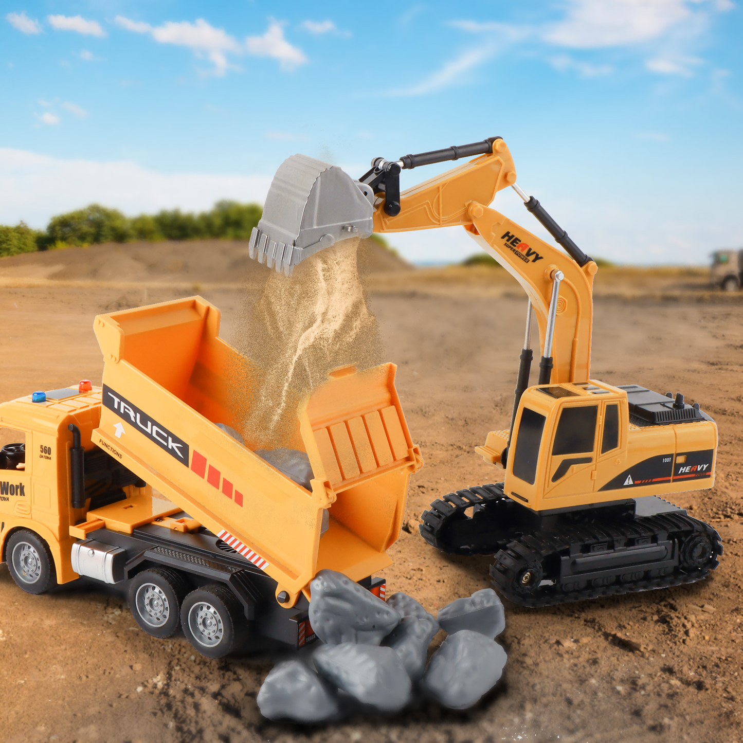 3-In-1 RC Construction Truck Set – Excavator, Crane & Dump Vehicles With Realistic Action, Rechargeable Battery, Ideal Holiday Gift