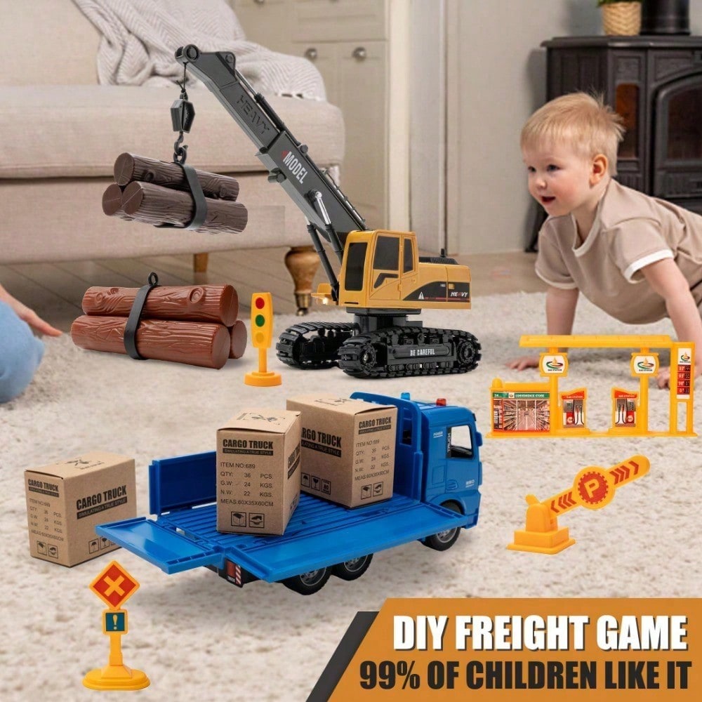 3-In-1 RC Construction Truck Set – Excavator, Crane & Dump Vehicles With Realistic Action, Rechargeable Battery, Ideal Holiday Gift