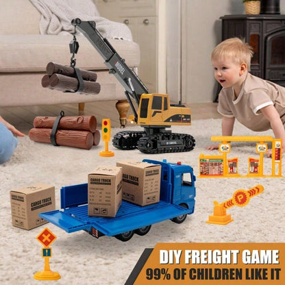 3-In-1 RC Construction Truck Set – Excavator, Crane & Dump Vehicles With Realistic Action, Rechargeable Battery, Ideal Holiday Gift