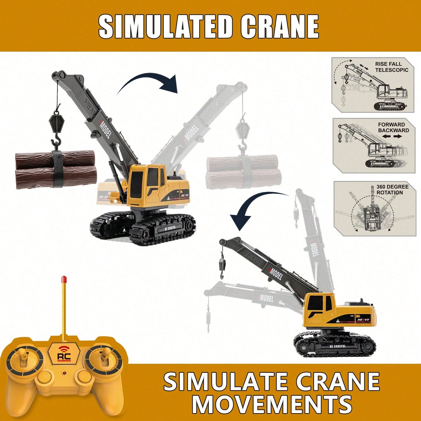 3-In-1 RC Construction Truck Set – Excavator, Crane & Dump Vehicles With Realistic Action, Rechargeable Battery, Ideal Holiday Gift