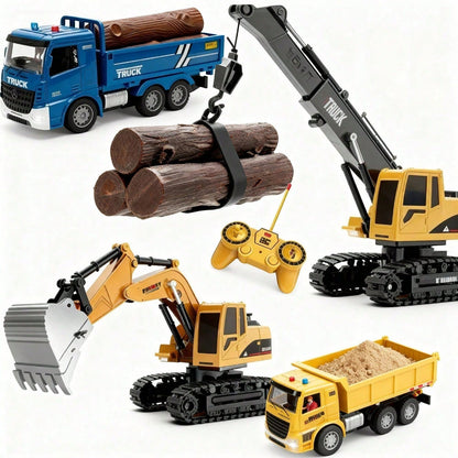 3-In-1 RC Construction Truck Set – Excavator, Crane & Dump Vehicles With Realistic Action, Rechargeable Battery, Ideal Holiday Gift