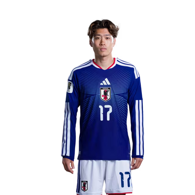 Japan National Football Team 2026 World Cup Jersey (Player Version/Match Kit) — Midfielders: No. 15 Daichi Kamada, No. 17 Yuito Suzuki, No. 24 Kaishu Sano/サッカー日本代表 2026年ワールドカップ用ユニフォーム（選手仕様／マッチモデル） — MF：No.15 鎌田大地、No.17 鈴木唯人、No.24 佐野海舟