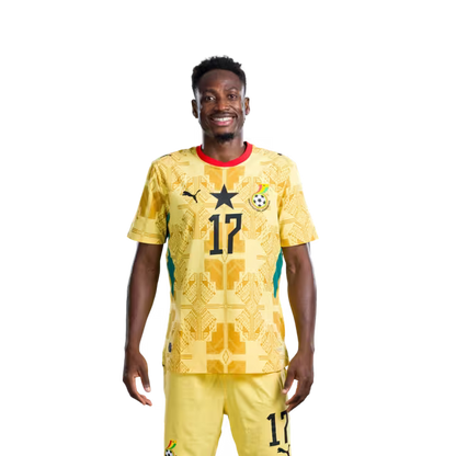 Ghana National Football Team 2026 World Cup Jersey (Player Version/Match Version) — Defenders: No.14 Gideon MENSAH, No.17 Baba RAHMAN,No.18 Jerome OPOKU