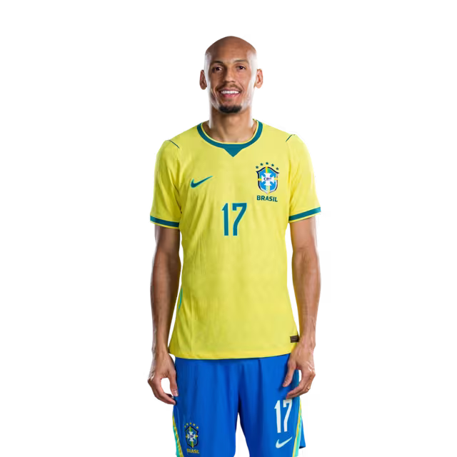 Brazil National Team 2026 World Cup Jersey (Player Version/Match Version) — Midfielders: No. 17 Fabinho, No. 18 Danilo Santos, No. 20 Lucas Paquetá/ Meio-campistas: Nº 17 FABINHO, Nº 18 DANILO SANTOS, Nº 20 LUCAS PAQUETÁ