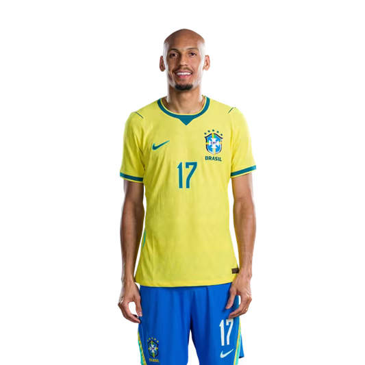 Brazil National Team 2026 World Cup Jersey (Player Version/Match Version) — Midfielders: No. 17 Fabinho, No. 18 Danilo Santos, No. 20 Lucas Paquetá/ Meio-campistas: Nº 17 FABINHO, Nº 18 DANILO SANTOS, Nº 20 LUCAS PAQUETÁ