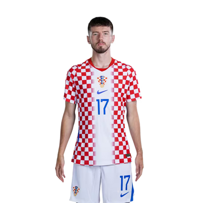 Croatia National Team 2026 World Cup Jersey (Player Version/Match Version) — Midfielders: No. 17 Petar Sučić, No. 19 Toni Fruk, No. 21 Luka Sučić / Veznjaci: Br. 17 Petar SUCIĆ, Br. 19 Toni FRUK, Br. 21 Luka SUCIĆ