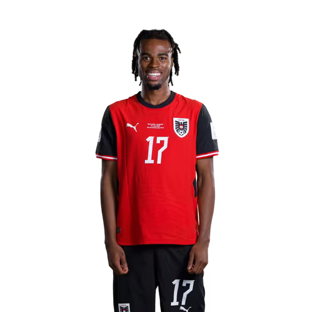 Austria National Team 2026 World Cup Jersey (Player Version/Match Issue) — Midfielders: No. 10 Florian Grillitsch, No. 17 Carney Chukwuemeka, No. 18 Romano Schmid / Österreichisches Nationalmannschaftstrikot für die WM